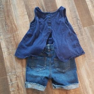 3T blue split back summer outfit